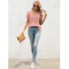 imageATHMILE T Shirts Short Sleeve V Neck Tees for Women Fashion Tops Trendy Lightweight Casual Summer Outfits Clothes 2025 BeachLightpink