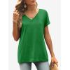 imageATHMILE T Shirts Short Sleeve V Neck Tees for Women Fashion Tops Trendy Lightweight Casual Summer Outfits Clothes 2025 BeachSan Pa Green