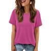 imageATHMILE Womens T Shirt Summer Tops Short Sleeve Fashion School Teachers Clothes 2025 Spring Beach Vacation TrendyHot Pink