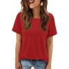 imageATHMILE Womens T Shirt Summer Tops Short Sleeve Fashion School Teachers Clothes 2025 Spring Beach Vacation TrendyRed