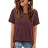 imageATHMILE Womens T Shirt Summer Tops Short Sleeve Fashion School Teachers Clothes 2025 Spring Beach Vacation TrendyWine Red