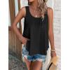 imageATHMILE Womens Tank Tops Sleeveless Eyelet Embroidery Scoop Neck Loose Fit Casual Summer Flowy BeachBlack