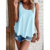 imageATHMILE Womens Tank Tops Sleeveless Eyelet Embroidery Scoop Neck Loose Fit Casual Summer Flowy BeachLightblue