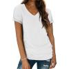 imageATHMILE T Shirts Short Sleeve V Neck Tees for Women Fashion Tops Trendy Lightweight Casual Summer Outfits Clothes 2025 BeachWhite