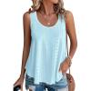 imageATHMILE Womens Tank Tops Sleeveless Eyelet Embroidery Scoop Neck Loose Fit Casual Summer Flowy BeachLightblue