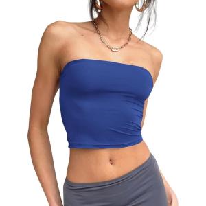 imageATHMILE Womens Tube Tops Strapless Crop Tops Basic Backless Sleeveless Bandeau Trendy Going Out Cute Summer OutfitsRoyalblue