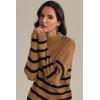 imageATHMILE Fall Turtleneck Striped Sweaters for Women 2025 Winter Long Sleeve Knit Sweater Pullover Tops Deco with Metal ButtonsKhaki