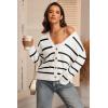 imageATHMILE Oversized Cardigan Sweaters for Women Lightweight Button VNeck Casual Open Front Knit Fall Outfits 2025Striped White