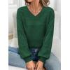 imageATHMILE Sweaters for Women Fall Outfits Oversized Long Sleeve V Neck Crochet Sweaters Lightweight Knit Pullover JumperBlackish Green
