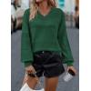 imageATHMILE Sweaters for Women Fall Outfits Oversized Long Sleeve V Neck Crochet Sweaters Lightweight Knit Pullover JumperBlackish Green