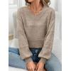 imageATHMILE Sweaters for Women Fall Outfits Oversized Long Sleeve V Neck Crochet Sweaters Lightweight Knit Pullover JumperBrown