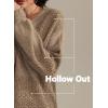 imageATHMILE Sweaters for Women Fall Outfits Oversized Long Sleeve V Neck Crochet Sweaters Lightweight Knit Pullover JumperCamel
