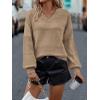 imageATHMILE Sweaters for Women Fall Outfits Oversized Long Sleeve V Neck Crochet Sweaters Lightweight Knit Pullover JumperCamel