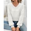 imageATHMILE Sweaters for Women Fall Outfits Oversized Long Sleeve V Neck Crochet Sweaters Lightweight Knit Pullover JumperWhite