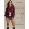 imageATHMILE Sweaters for Women Fall Outfits Oversized Long Sleeve V Neck Crochet Sweaters Lightweight Knit Pullover JumperWine Red