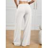 imageATHMILE Sweatpants Women Fall Outfits Wide Leg Baggy Pants HighWaisted Drawstring Sweat Pants Fashion Joggers with PocketGrey White
