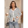 imageATHMILE Women Striped Cardigan Sweaters Button Down Cropped Fall Fashion Outfits Winter Clothes Knit Lady Jackets Coat 2025Black White Stripe