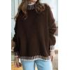 imageATHMILE Womens Sweaters Fall Oversized Pullover Long Sleeve Mock Neck Chunky Knit Jumper Tops Winter Fashion Clothing 2025Brown