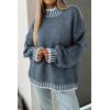 imageATHMILE Womens Sweaters Fall Oversized Pullover Long Sleeve Mock Neck Chunky Knit Jumper Tops Winter Fashion Clothing 2025Grey Blue