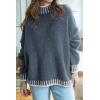 imageATHMILE Womens Sweaters Fall Oversized Pullover Long Sleeve Mock Neck Chunky Knit Jumper Tops Winter Fashion Clothing 2025Grey Blue