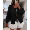 imageATHMILE Womens Tie Front Bow Cardigan Sweaters Chunky Knit Long Puff Sleeve Trendy Fall Winter Jacket Coats 2025Black