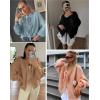 imageATHMILE Womens Tie Front Bow Cardigan Sweaters Chunky Knit Long Puff Sleeve Trendy Fall Winter Jacket Coats 2025Camel