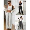 imageATHMILE Womens Wide Leg Sweatpants Air Fabric Straight Lowrise Drawstring Elastic Low Waist Fall Clothing Pockets 2025Grey