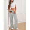 imageATHMILE Womens Wide Leg Sweatpants High Waisted Baggy Interior Drawstring Joggers Straight Leg Sweat Pants with PocketsGrey