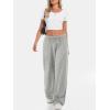 imageATHMILE Womens Wide Leg Sweatpants High Waisted Baggy Interior Drawstring Joggers Straight Leg Sweat Pants with PocketsGrey