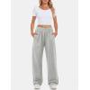 imageATHMILE Womens Wide Leg Sweatpants High Waisted Baggy Interior Drawstring Joggers Straight Leg Sweat Pants with PocketsGrey