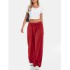 imageATHMILE Womens Wide Leg Sweatpants High Waisted Baggy Interior Drawstring Joggers Straight Leg Sweat Pants with PocketsRed