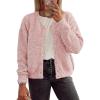 imageATHMILE Fall Long Sleeve Cardigans for Women Sweater Fashion Open Front Winter Button Down Crewneck Loose Knit Jacket 2025Pink
