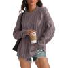 imageATHMILE Oversized Cable Knit Sweaters for Women Fall Fashion Outfits Long Sleeve Loose Crewneck Winter Clothes 2025Grayish Purple