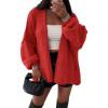 imageATHMILE Womens Fall Oversized Cardigan Sweaters Long Lantern Sleeve Knit Open Front Lightweight Winter Fashion Clothes 2025Red