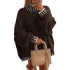 imageATHMILE Womens Sweaters Fall Oversized Pullover Long Sleeve Mock Neck Chunky Knit Jumper Tops Winter Fashion Clothing 2025Brown