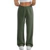 imageATHMILE Womens Wide Leg Sweatpants Air Fabric Straight Lowrise Drawstring Elastic Low Waist Fall Clothing Pockets 2025Army Green