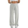 imageATHMILE Womens Wide Leg Sweatpants Air Fabric Straight Lowrise Drawstring Elastic Low Waist Fall Clothing Pockets 2025Grey