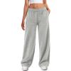 imageATHMILE Womens Wide Leg Sweatpants High Waisted Baggy Interior Drawstring Joggers Straight Leg Sweat Pants with PocketsGrey