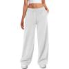 imageATHMILE Womens Wide Leg Sweatpants High Waisted Baggy Interior Drawstring Joggers Straight Leg Sweat Pants with PocketsWhite
