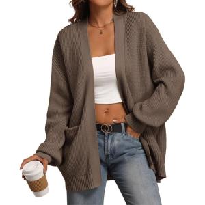 imageATHMILE Oversized Cardigan Sweaters for Women Fall Outfits Chunky Knit Open Front Sweater with PocketsNutmeg