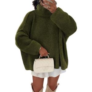 imageATHMILE Oversized Chunky Sweaters for Women Fall Turtleneck Long Sleeve Knit Pullover Tops 2025 Winter Fashion ClothesArmy Green