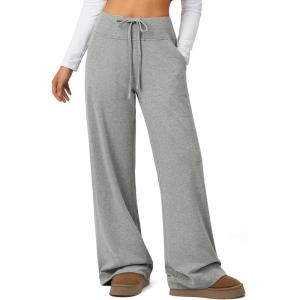 imageATHMILE Sweatpants Women Fall Outfits Wide Leg Baggy Pants HighWaisted Drawstring Sweat Pants Fashion Joggers with PocketGrey