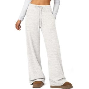 imageATHMILE Sweatpants Women Fall Outfits Wide Leg Baggy Pants HighWaisted Drawstring Sweat Pants Fashion Joggers with PocketGrey White