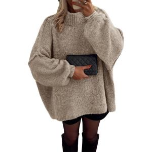 imageATHMILE Womens Fall Fashion Oversized Sweaters Chunky Knit Mock Neck Long Sleeve Casual Trendy Pullover Winter Clothes 2025Camel