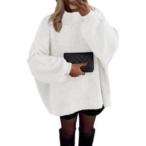 imageATHMILE Womens Fall Fashion Oversized Sweaters Chunky Knit Mock Neck Long Sleeve Casual Trendy Pullover Winter Clothes 2025Offwhite