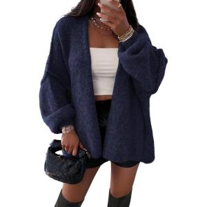 imageATHMILE Womens Fall Oversized Cardigan Sweaters Long Lantern Sleeve Knit Open Front Lightweight Winter Fashion Clothes 2025Navy Blue