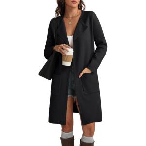 imageATHMILE Womens Fall Sweater Open Front Knit Lightweight Cardigan Casual Long Coatigan Lady Jacket Coat Winter Outerwear 2025Black