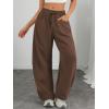 imageATHMILE Barrel Sweatpants Women Fall Fashion Wide Leg Pants 2025 Baggy Lounge Comfy Flowy Sweat Pants with PocketsCoffee