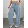imageATHMILE Barrel Sweatpants Women Fall Fashion Wide Leg Pants 2025 Baggy Lounge Comfy Flowy Sweat Pants with PocketsDusty Blue