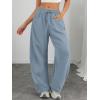 imageATHMILE Barrel Sweatpants Women Fall Fashion Wide Leg Pants 2025 Baggy Lounge Comfy Flowy Sweat Pants with PocketsDusty Blue